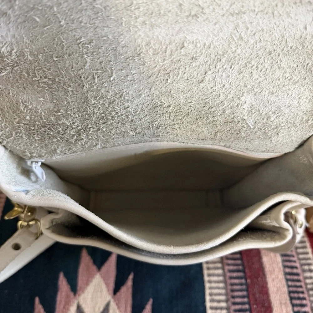Vintage 1980s Coach Station Bag Satchel In Bone Beige Shoulder Purse Made In USA